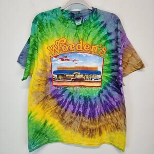 Wordens Missoula Tie Dye Graphic T shirt Adult XL Trippy Relaxed Short Sleeve